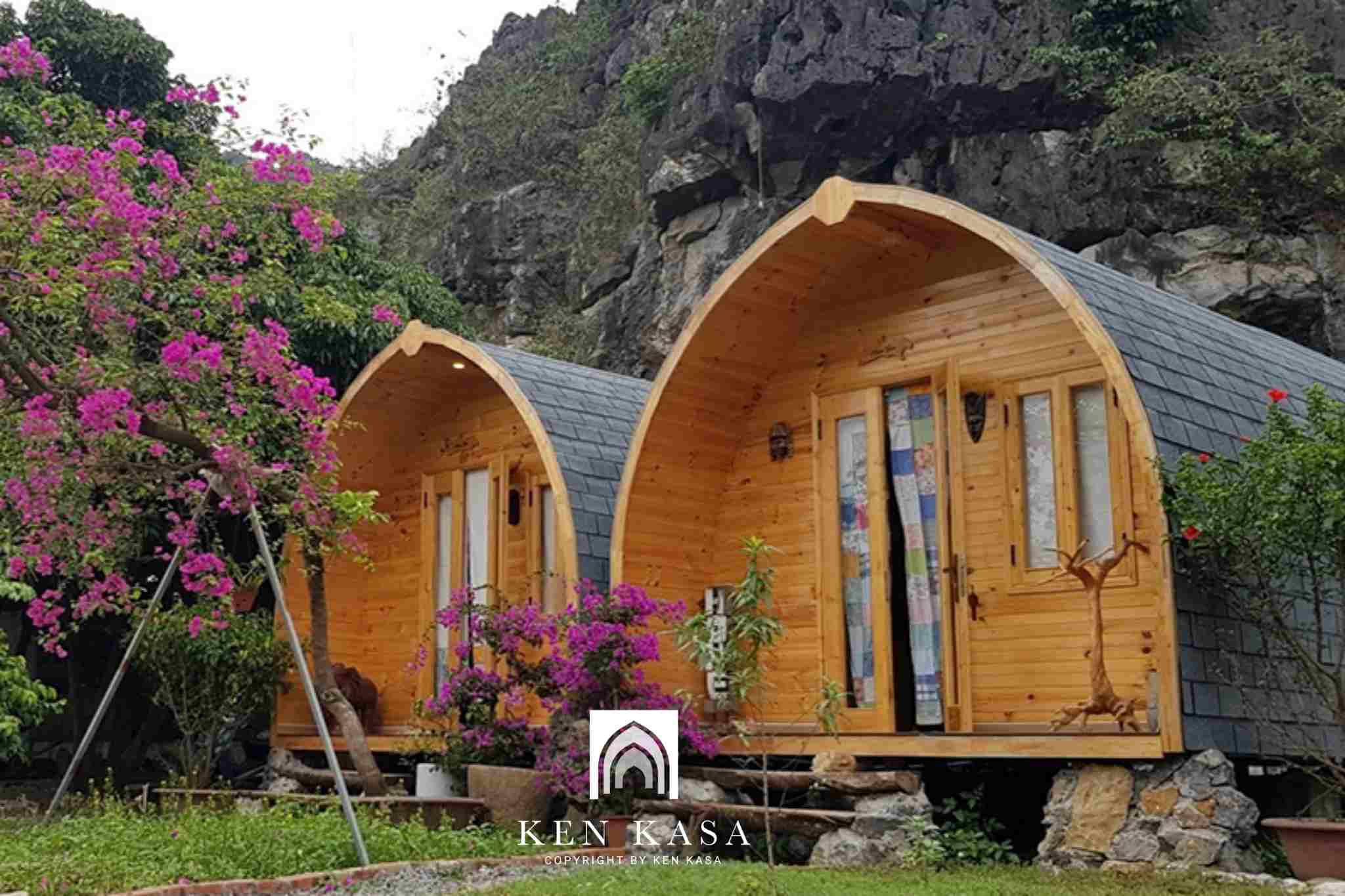 Mẫu nhà gỗ homestay đẹp theo kiểu bungalow nhà ống 